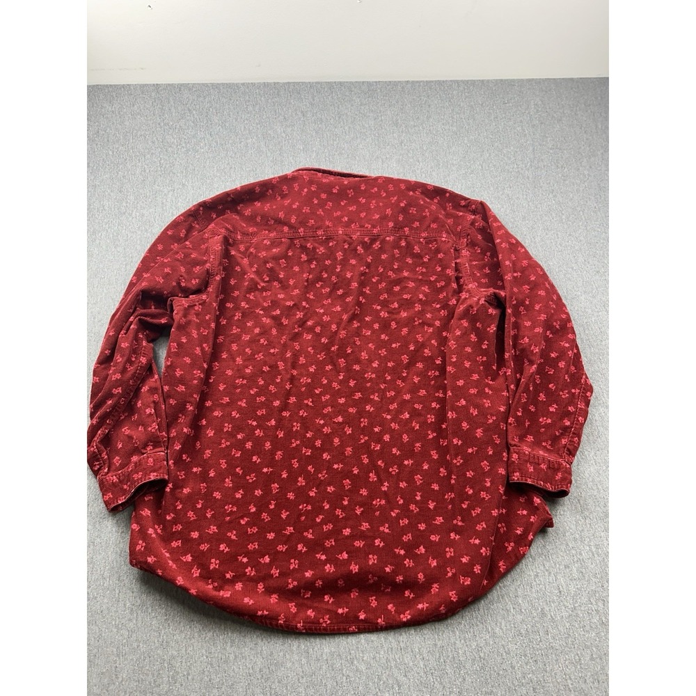 Disney Winnie The Pooh Shirt Womens XL Red Corduroy Leaves Embroidered Pocket - Picture 12 of 12
